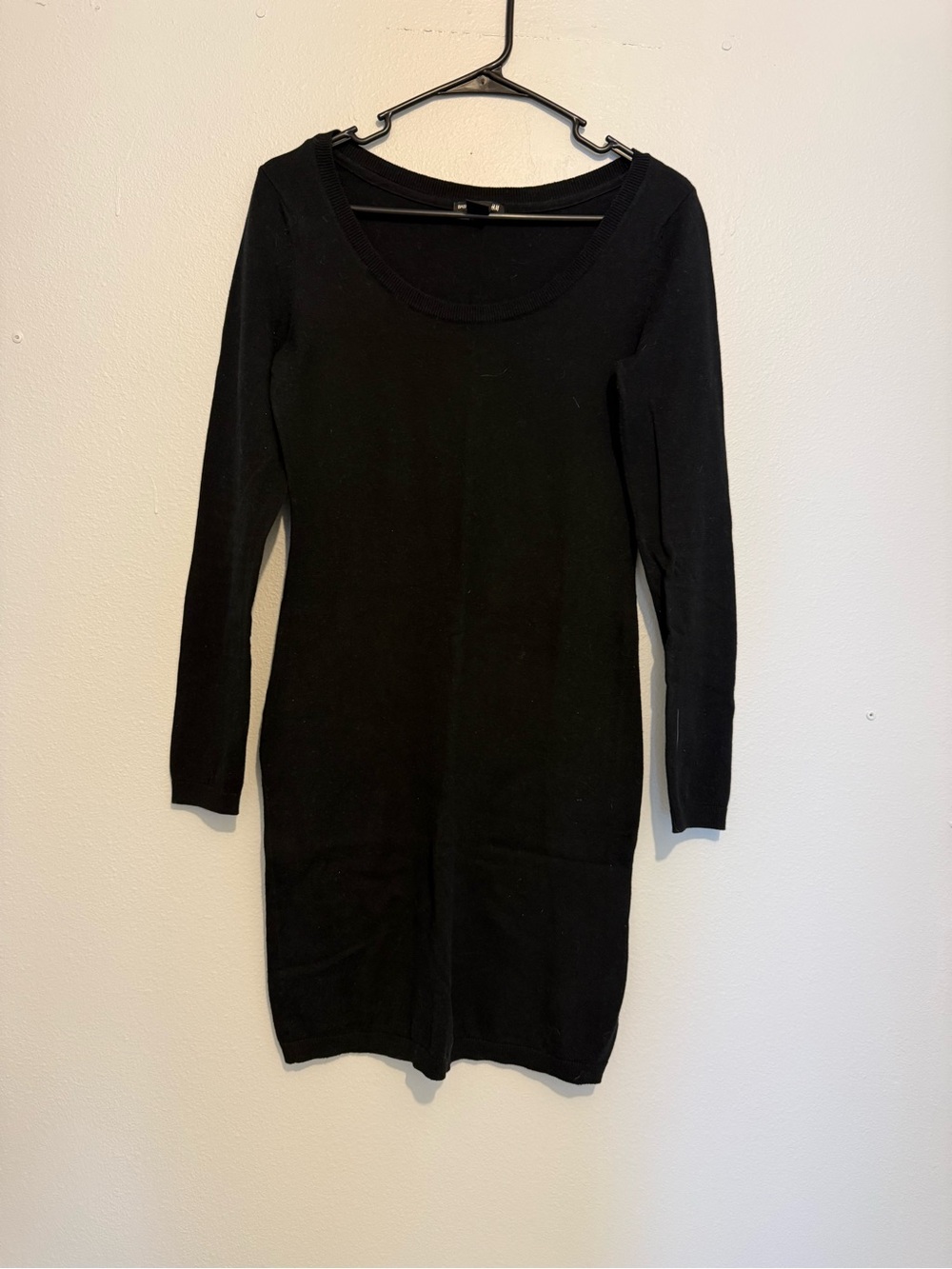 H&M Black Long Sleeve Knit Bodycon Dress